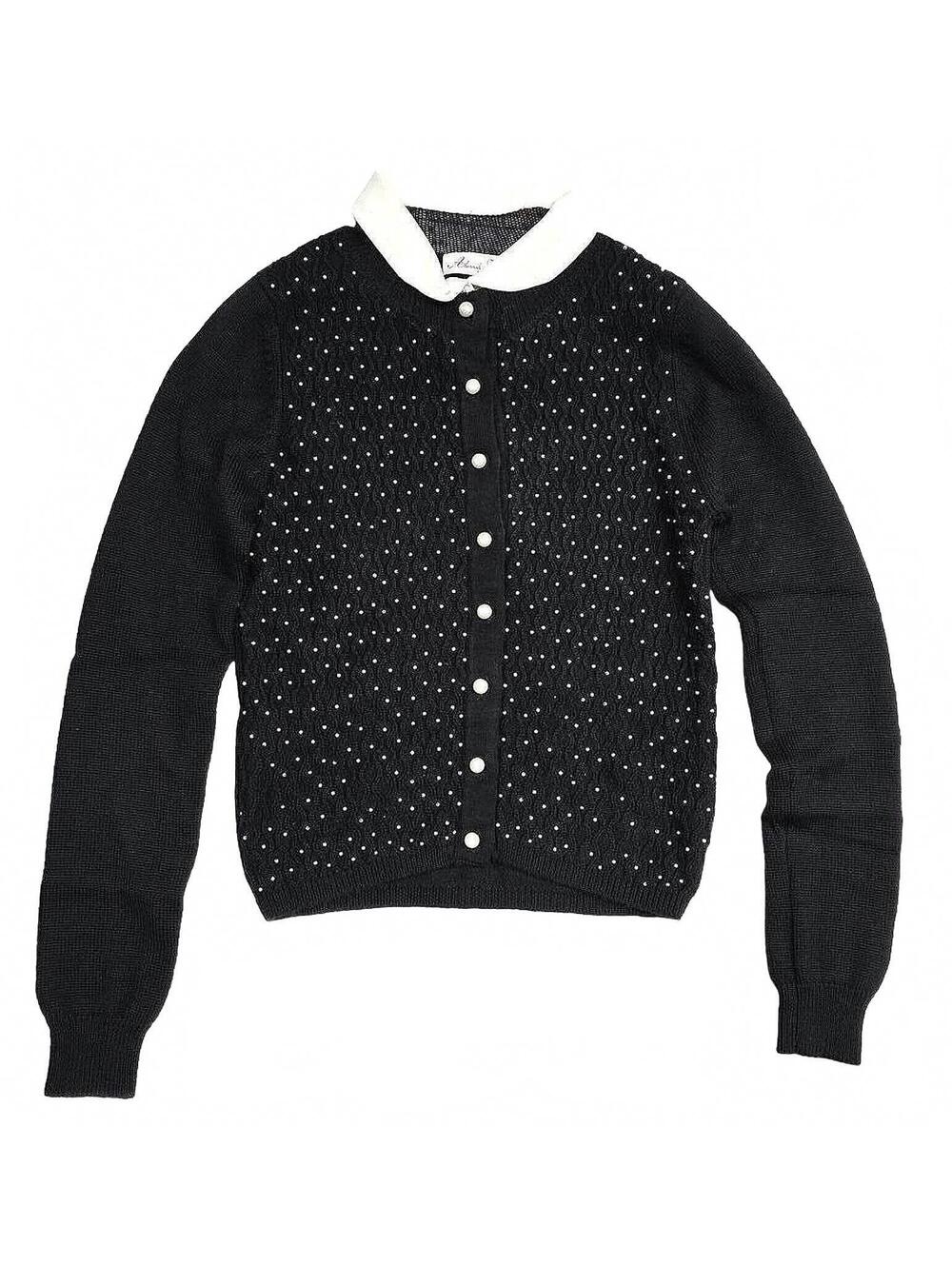 Alannah Hill Black Beaded Cardigan with Contrast Peter Pan Collar  Size 12